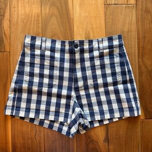 J. Crew Navy and White Gingham Bermuda Shorts